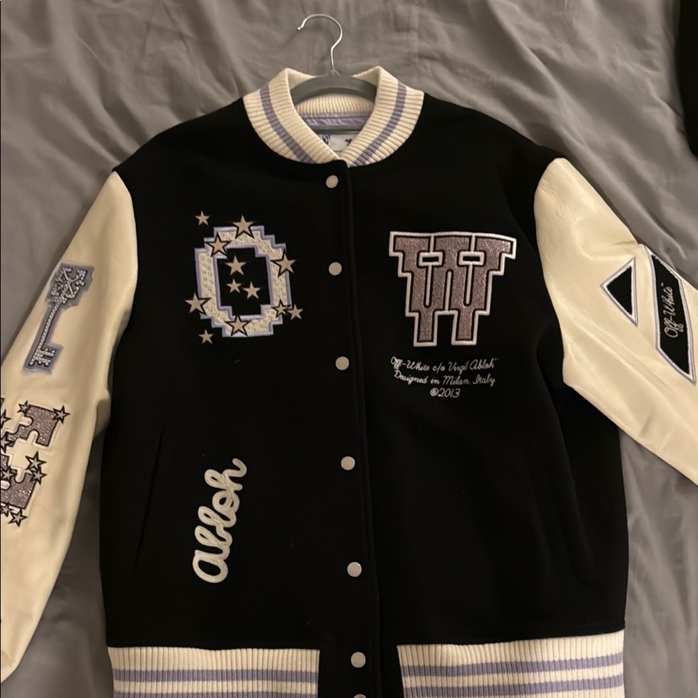Off-White Cream and Black Leather Sleeve